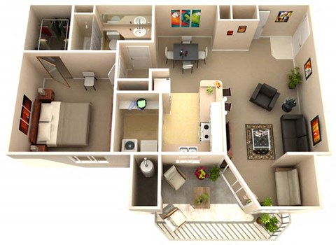 Beech One Bedroom One Bathroom Floor Plan in Fairfield, CA